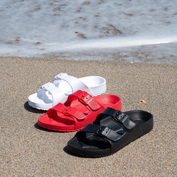 Sale! White Double Buckle Foam Sandals - Picture 2 of 2